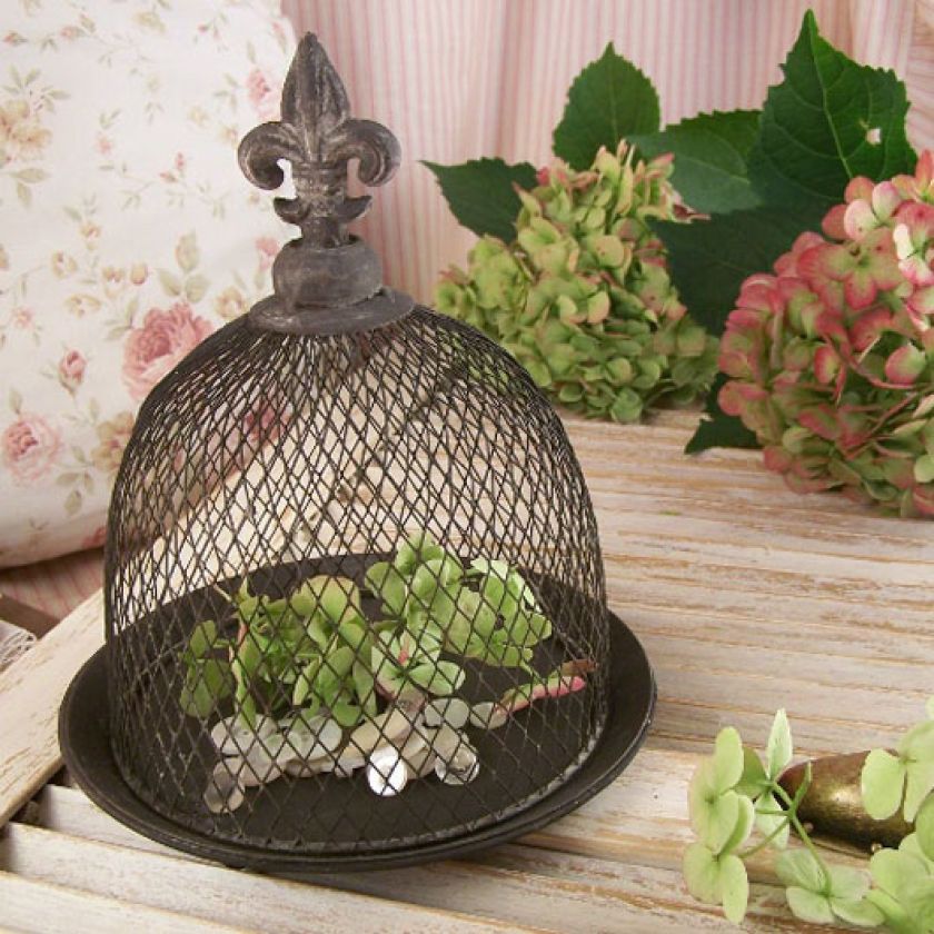 Patera z drucianym kloszem - atelier Brocante