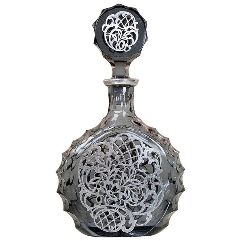 Karafka z kryształu zdobiona akantem, lata 20. XX w.