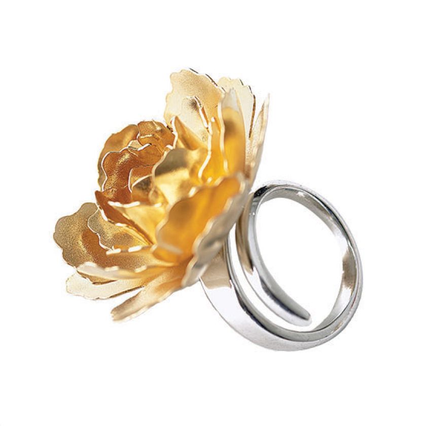 pierścionki z margaretką i peonią, z japońskiego atelier, tocoha.com