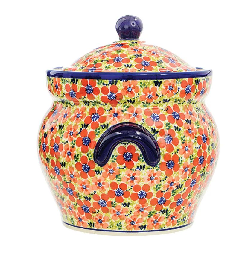 ceramiczny garnek z pokrywką bolesławiec