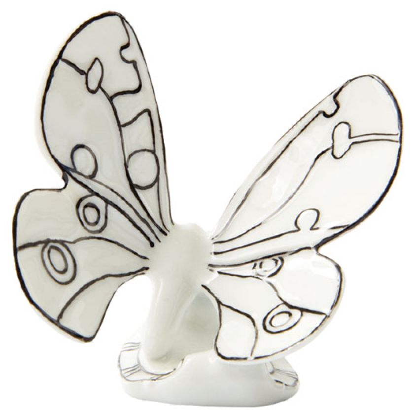 Motyl z serii Black and White. Kolorowa porcelana