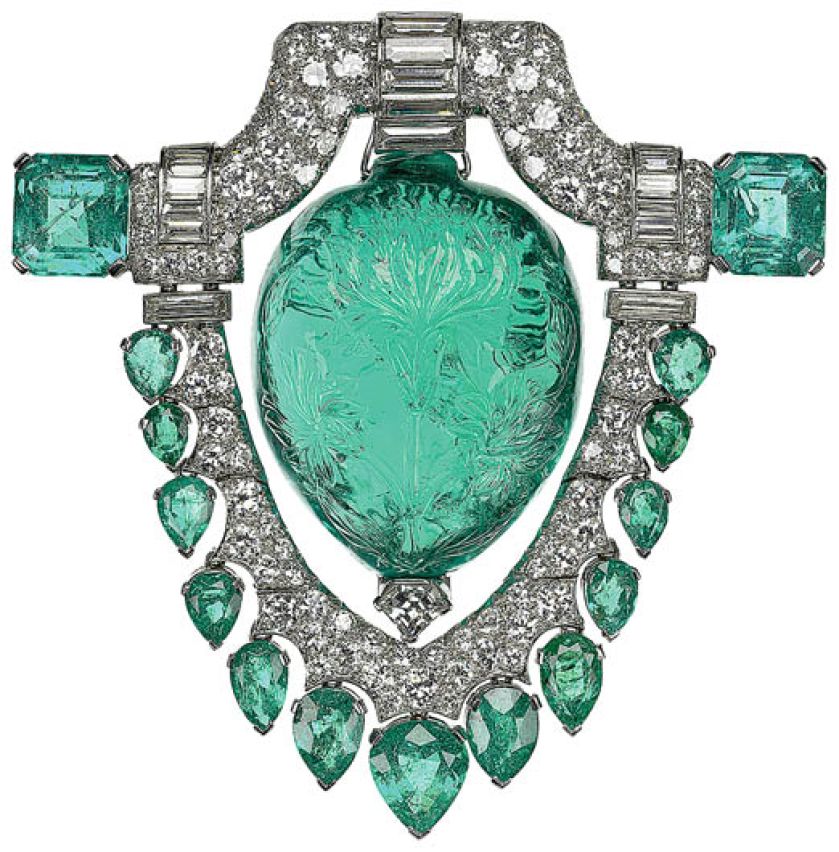 Platynowa broszka Marjorie Merriweather Post z diamentami i szmaragdami, Museum of Fine Arts, Boston