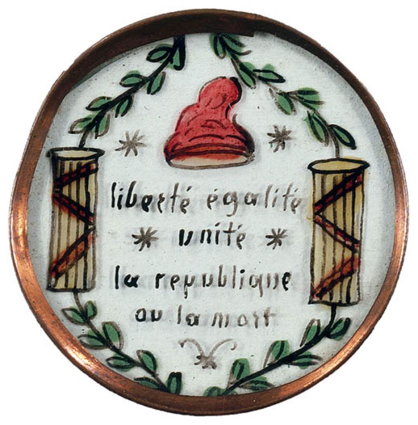 Emaliowany guzik z czasów rewolucji francuskiej, fot.