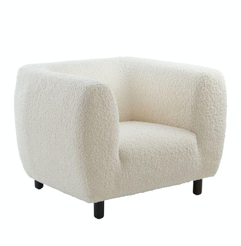 fotel tapicerowany boucle biały