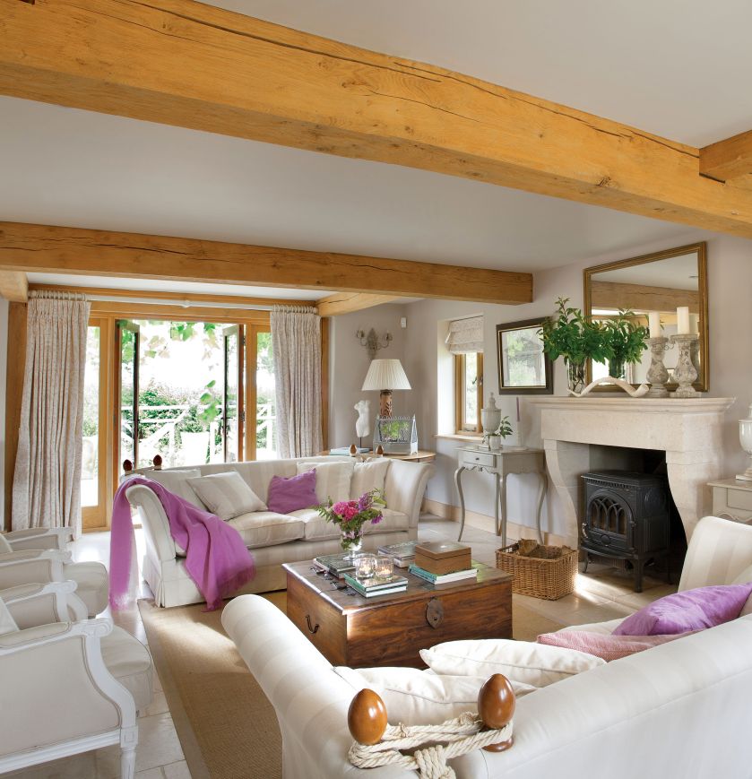 salon w stylu rustykalnym