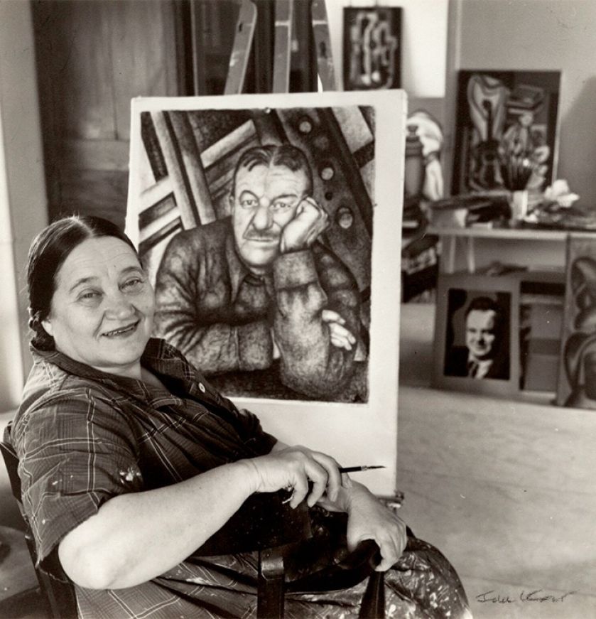 Nadia w pracowni z portretem Fernanda Légera, 1961 r.