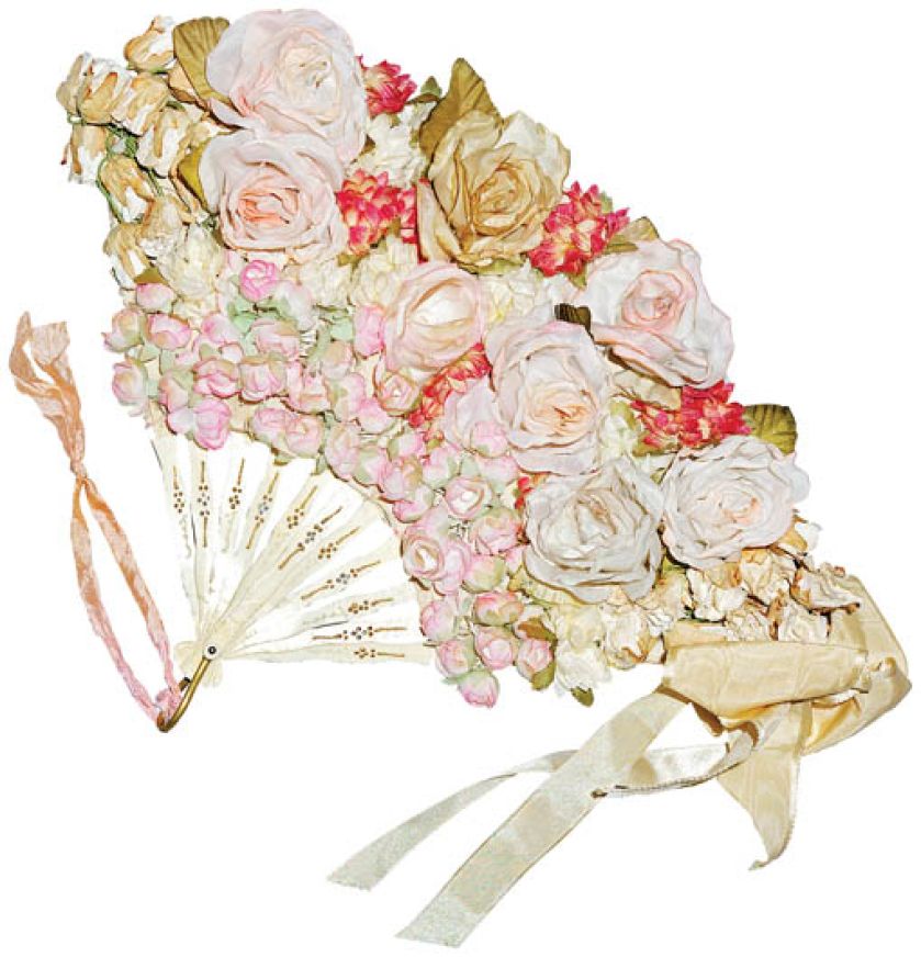 Wachlarz-bukiet, kwiaty wykonane są z jedwabiu i papieru, lata 1895-1900, kolekcja Anny Checcoli, WWW.VENTAGLI.ORG