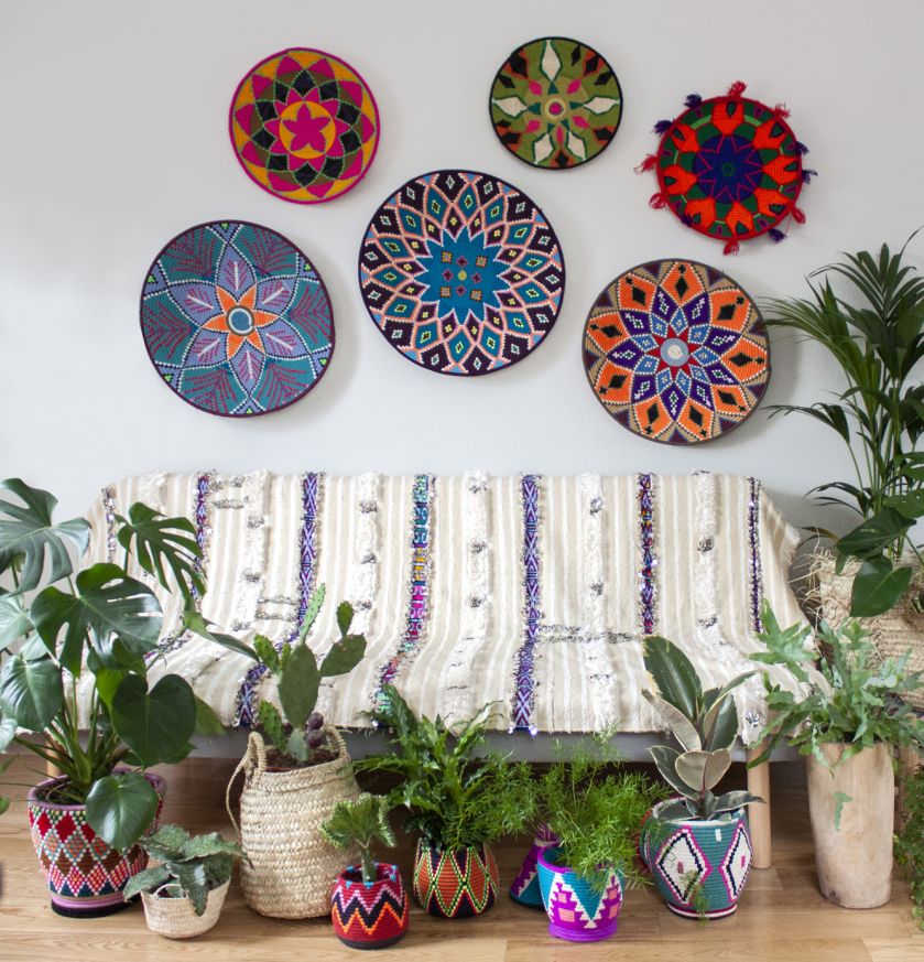 plecionki koszyki dekoracje na ścianę