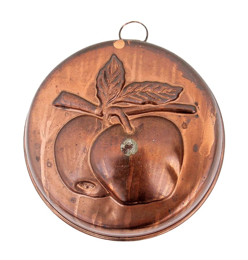 Do masła, miedziana, z motywem jabłka