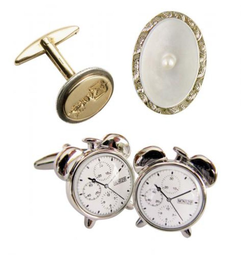 Złote spinki, fot. FLASH PRESS MEDIA Macica perłowa z perłą w środku, oprawiona w białe złoto, ok. 1920 r.,