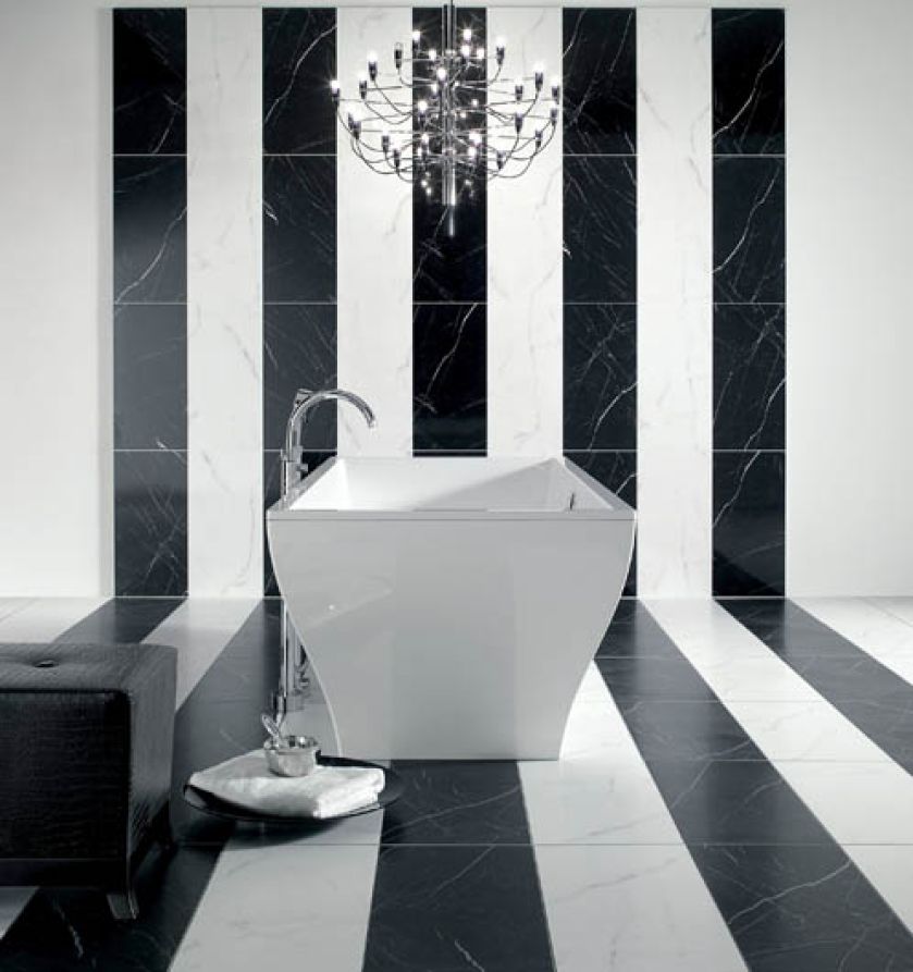 Szkliwione płytki New Tradition do złudzenia przypominają marmur. VILLEROY BOCH