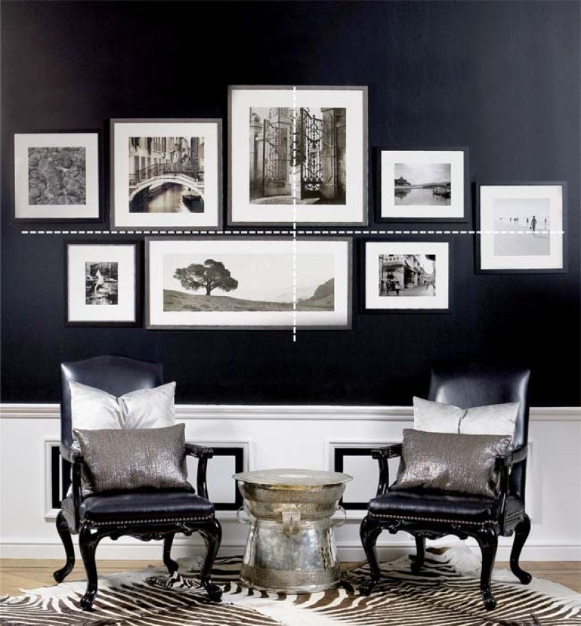 Jak wieszać obrazy? Wybierz centralny punkt na ścianie.