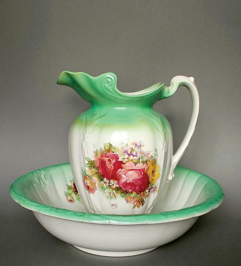 Malowane dzban i misa, I poł. XX w., Belgia, cena 600-900 zł, RYNEK SZTUKI