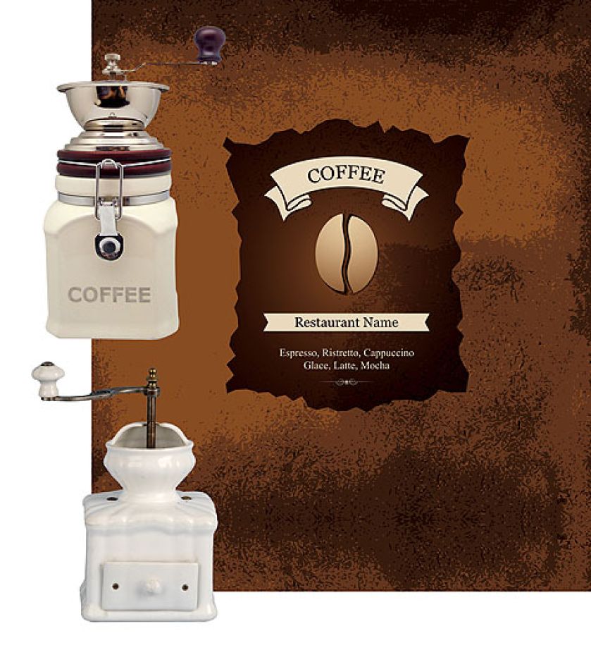 Plakat reklamowy. Młynki do kawy
