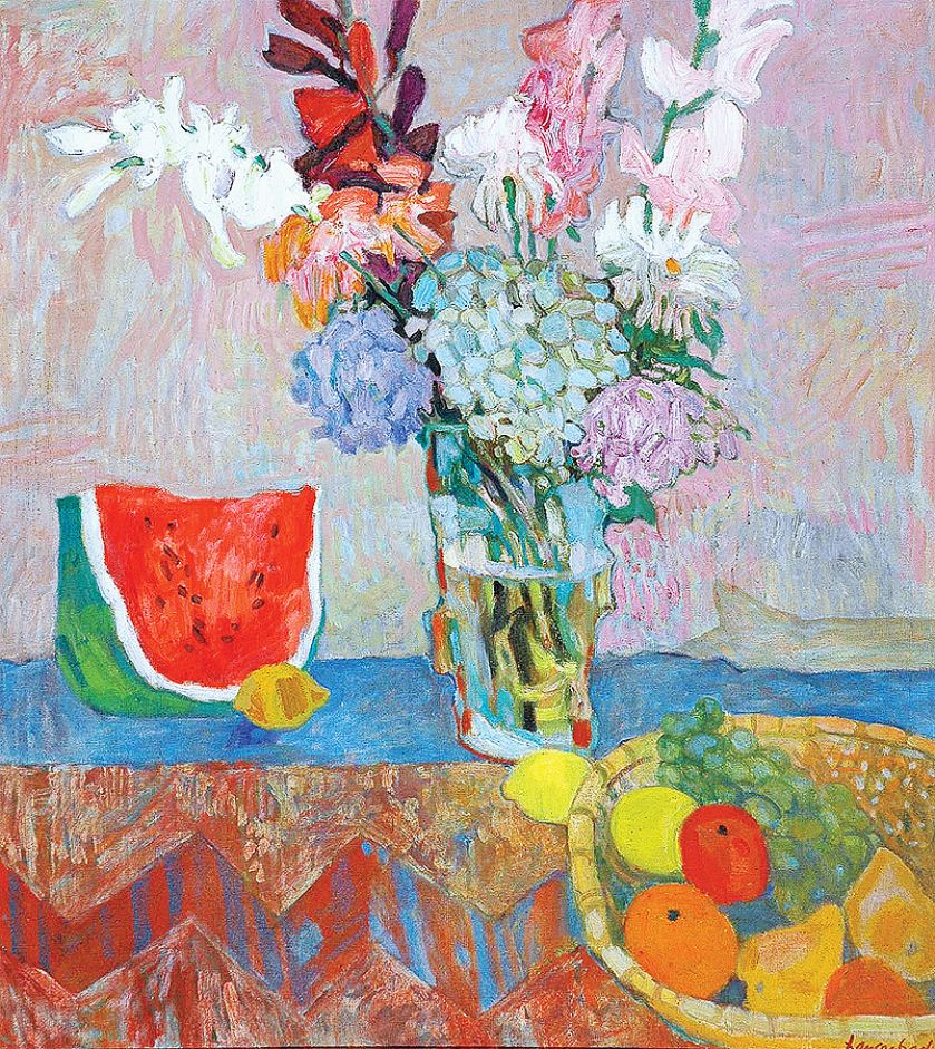 Kwiaty w wazonie i owoce , I poł. lat 90.