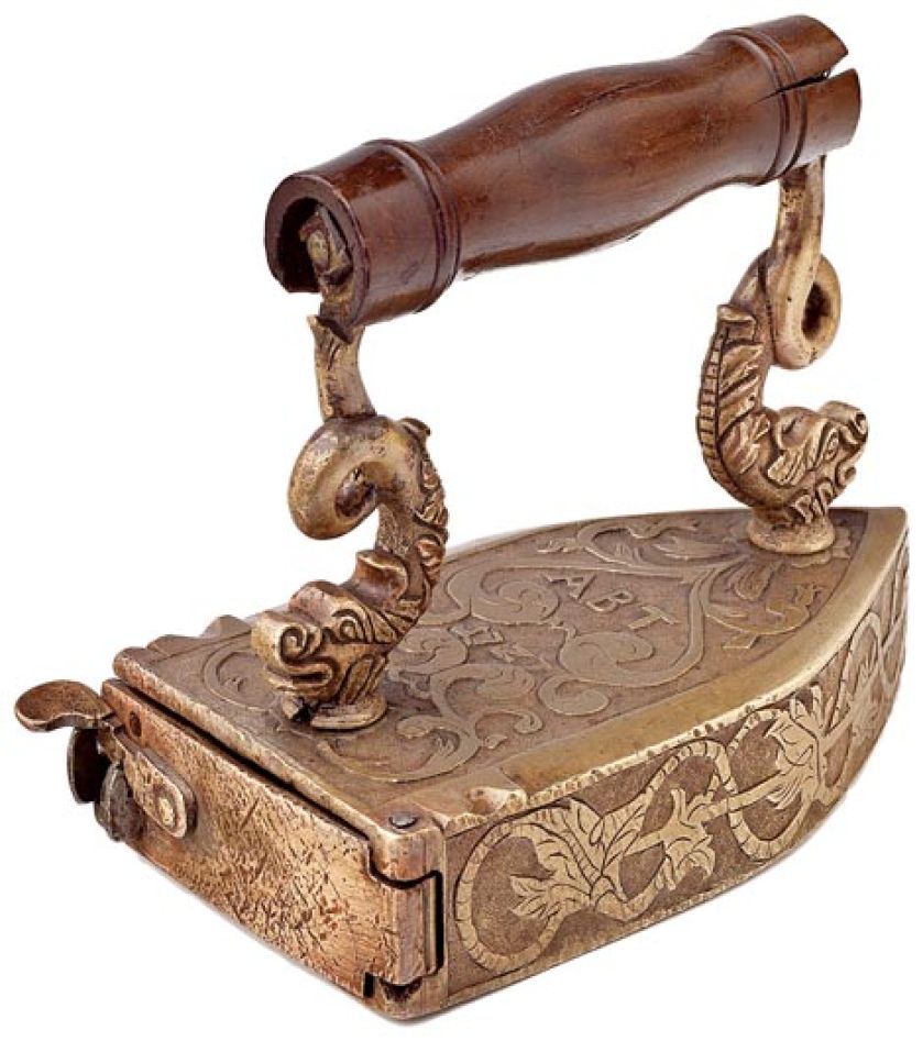 Żelazko mosiężne, kasetowe na duszę, Śląsk, 1727 r., Muzeum Narodowe we Wrocławiu