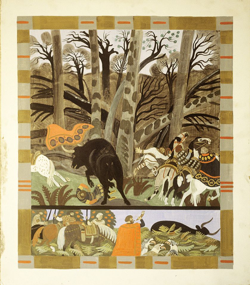 Projekt gobelinu Polowanie na tura , 1978 r.