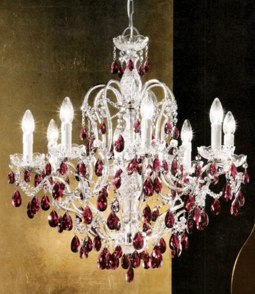 Lampa Oliver od Miniluce z kryształami Swarovskiego może mieć 6 8 albo 10 punktów świetlnych i różne kolory. Ta