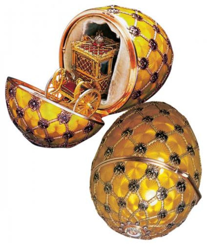 Jajko koronacyjne z miniaturą karety - podarunek cara Mikołaja II dla carycy Aleksandry, 1897 r.