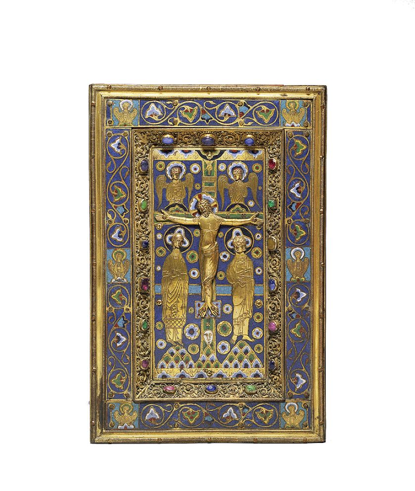 Złocona i wysadzana kamieniami szlachetnymi oprawa Godzinek , XIII w., Limoges, Francja