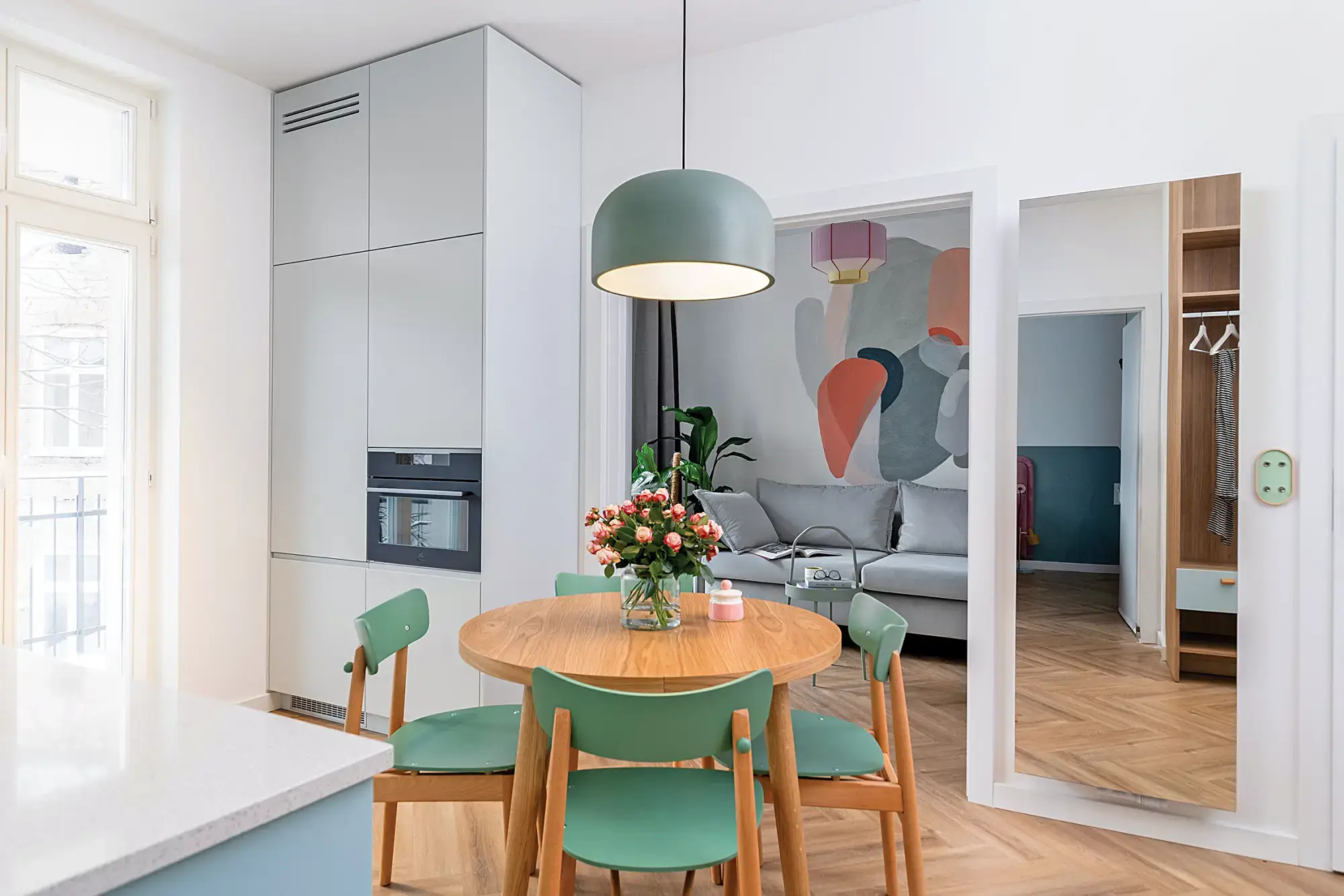 aranżacja mieszkania 40m2 salon z jadalnią