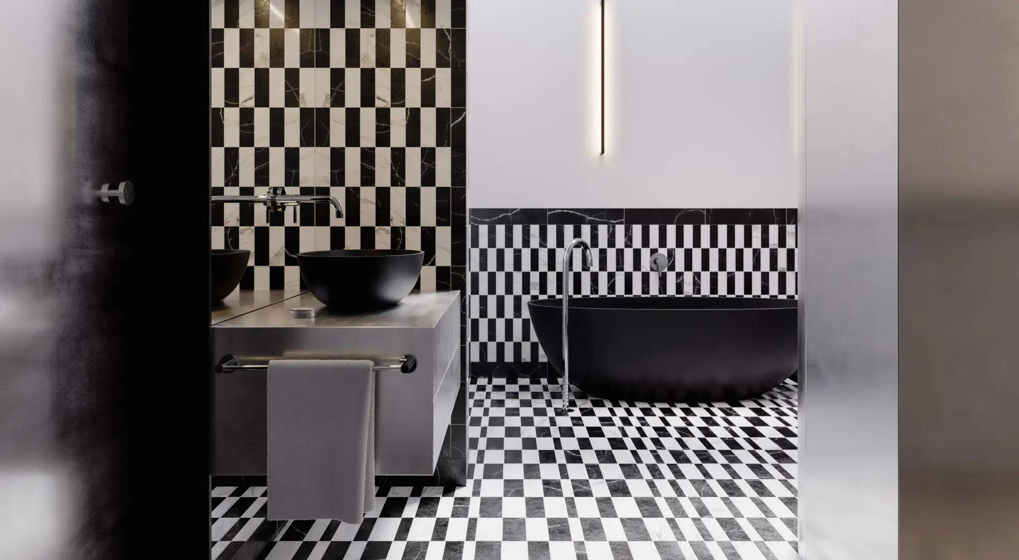 łazienka w stylu maximalist bauhaus