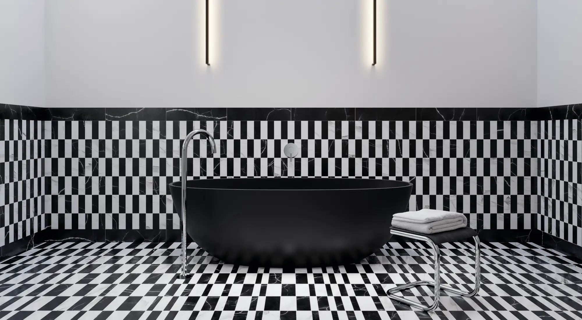 łazienka w stylu maximalist bauhaus od omnires