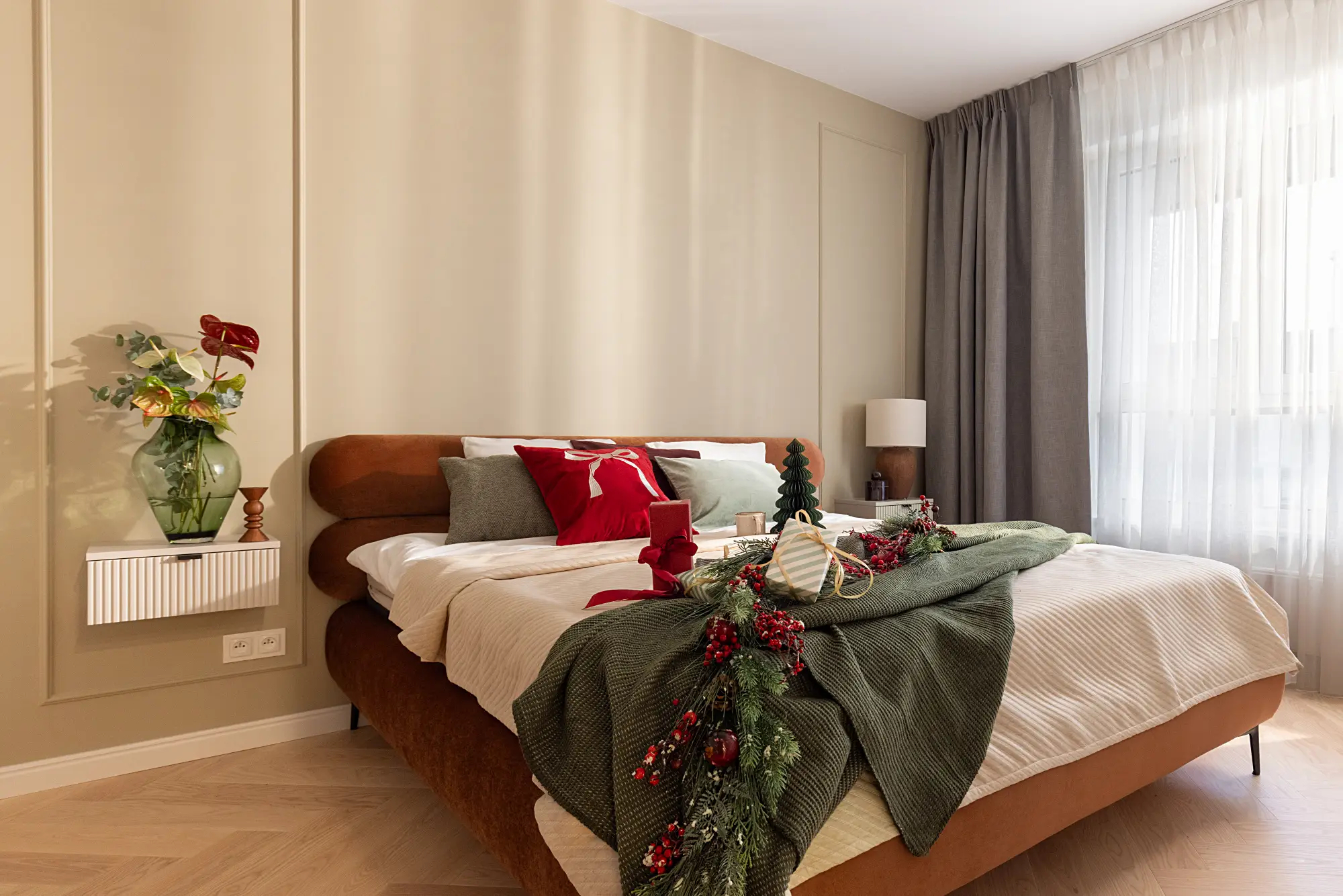 dekoracje bożonarodzeniowe do sypialni